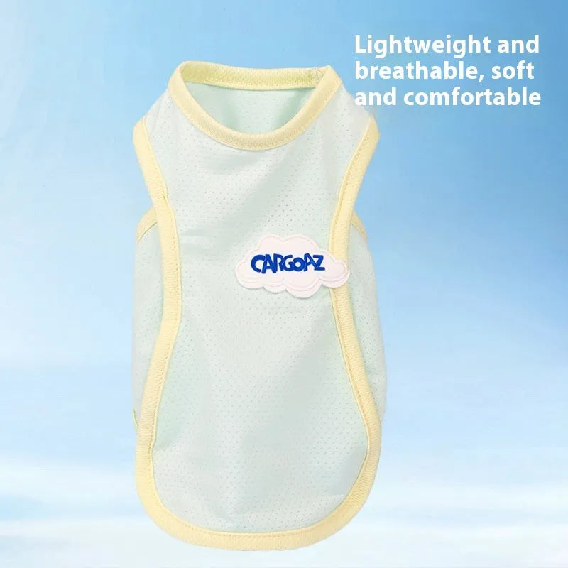 Lightweight green cat vest with sporty design for summer wear