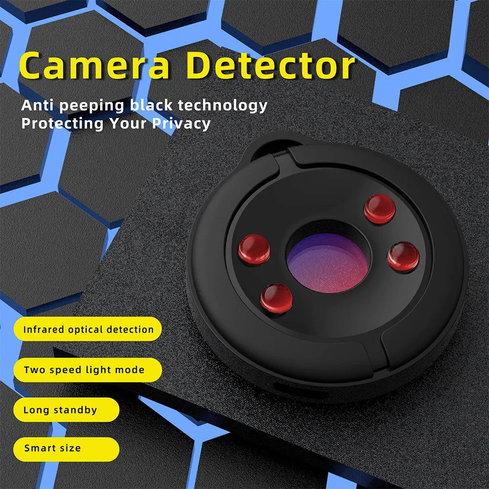 Black S600 infrared camera detector with optical lens for finding hidden spy cameras up to 5 metres away