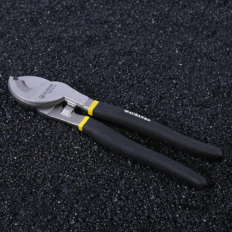 High carbon steel diagonal cable cutter with black PPR handle, 8 inch size shown