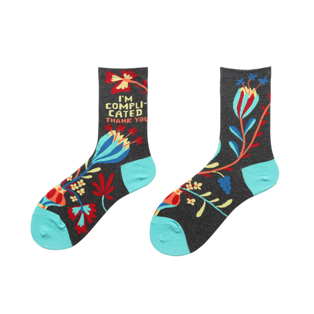 Women's cotton socks pile up style in blue, coffee, light green, pink colours on white background