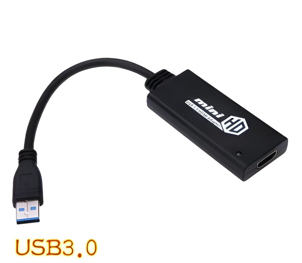 DM-HN09 mini USB 3.0 to HDMI adapter cable in black with two connector ends
