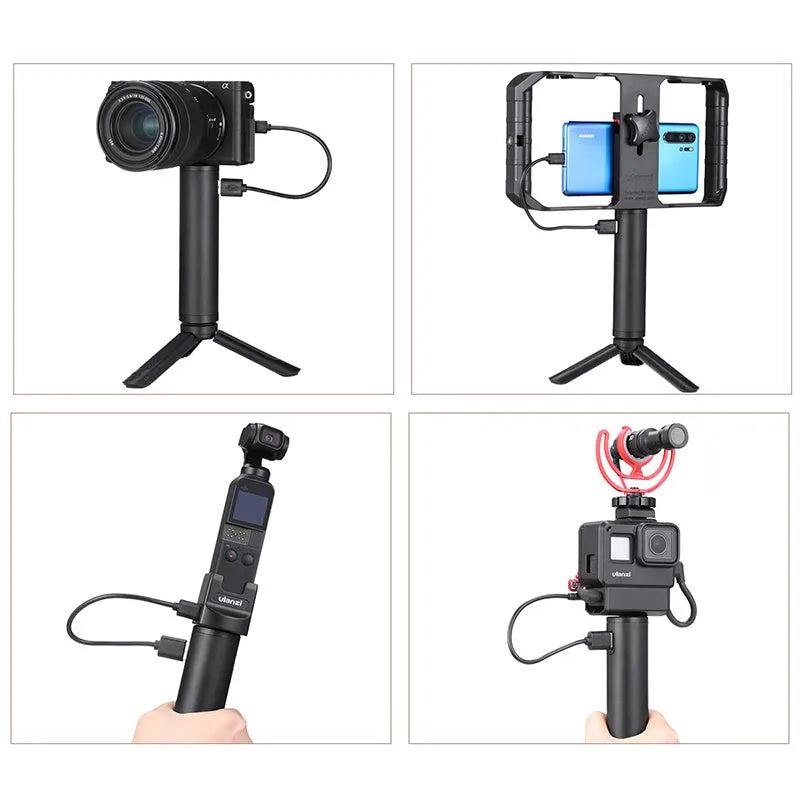 Black aluminium alloy power bank with carry handle showing 6800mAh capacity.