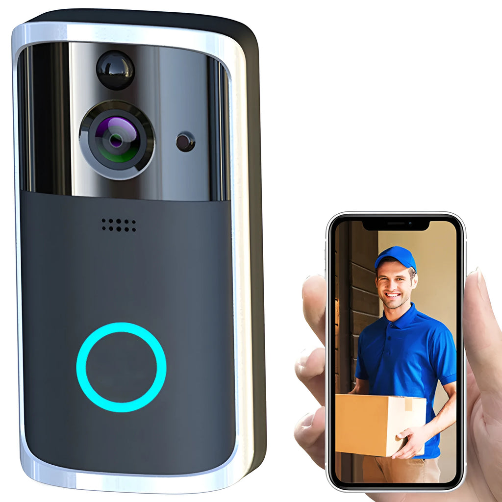 WiFi video doorbell camera with 32GB TF card, PCB body, 7.5cm x 3.3cm x 14.4cm, black or silver