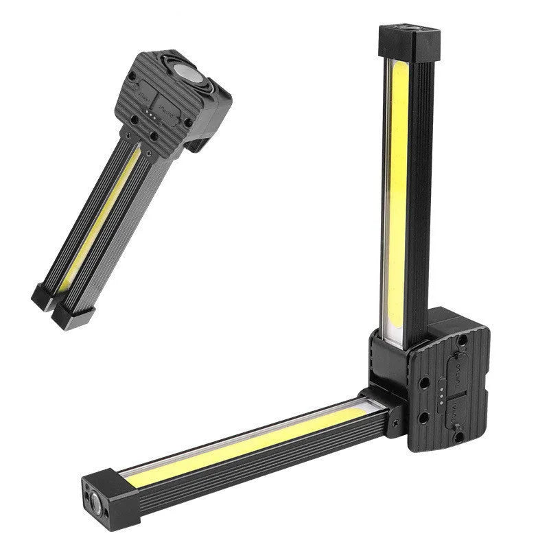 Double-sided foldable maintenance light with COB LEDs, aluminium alloy body, and Type-C charging port