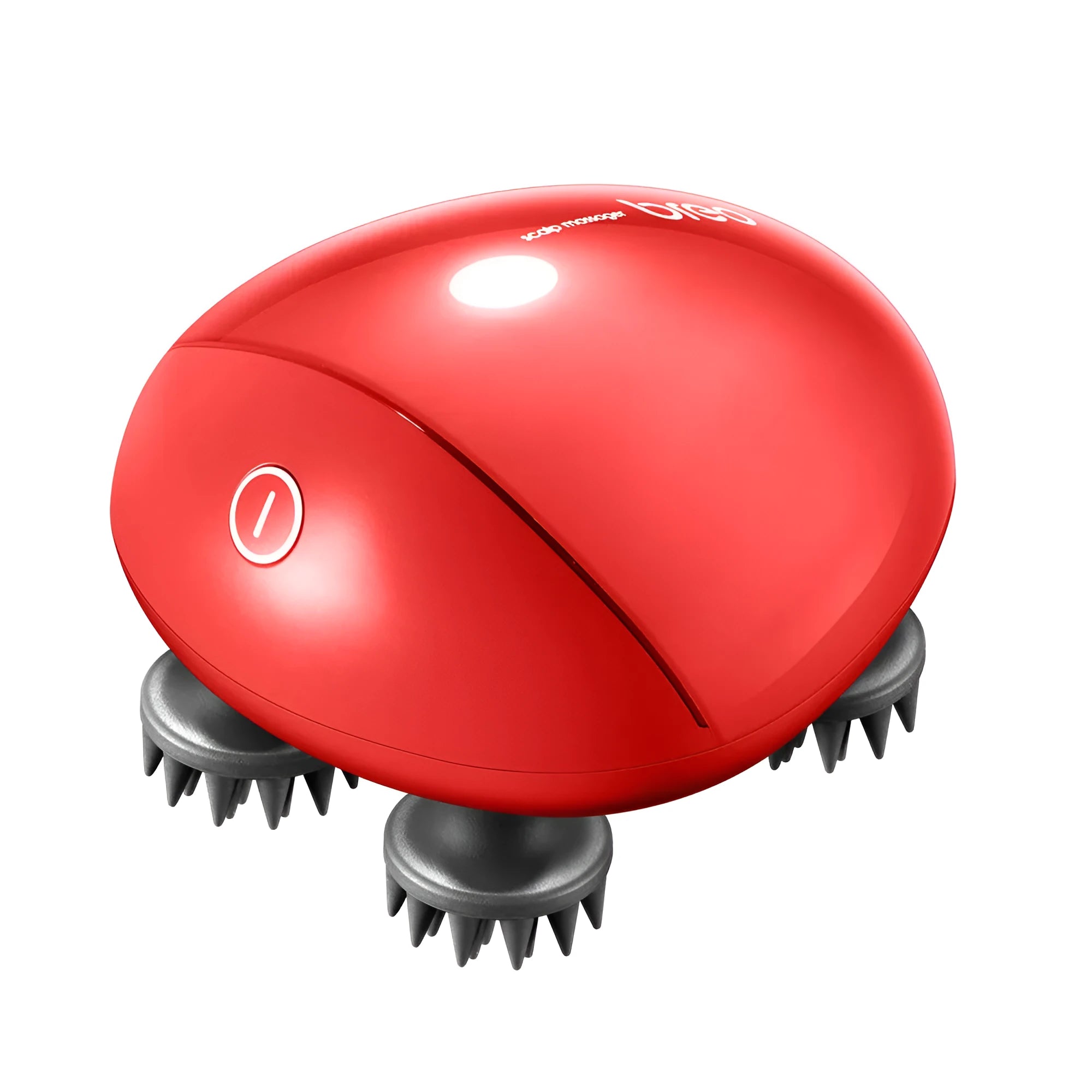Red electric handheld scalp massager with soft silicone massage heads
