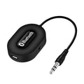 Black B5 Bluetooth music receiver with 3.5mm audio cable and USB charging cable