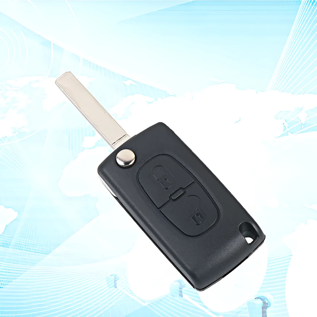 2-button black car key fob with 433MHz ID46 transponder chip for Peugeot 207 307 308