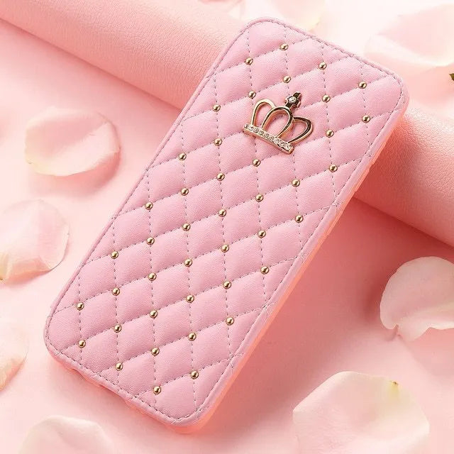 Crown Card Leather Case for Samsung Galaxy phone in flip style with card holder, black colour