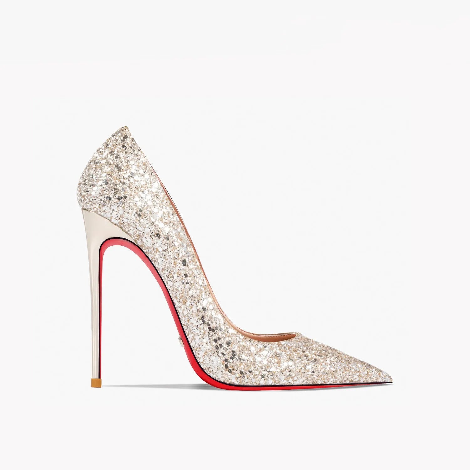 Women's black and silver sequin super pointed high heel shoes with 12cm slim stiletto heel