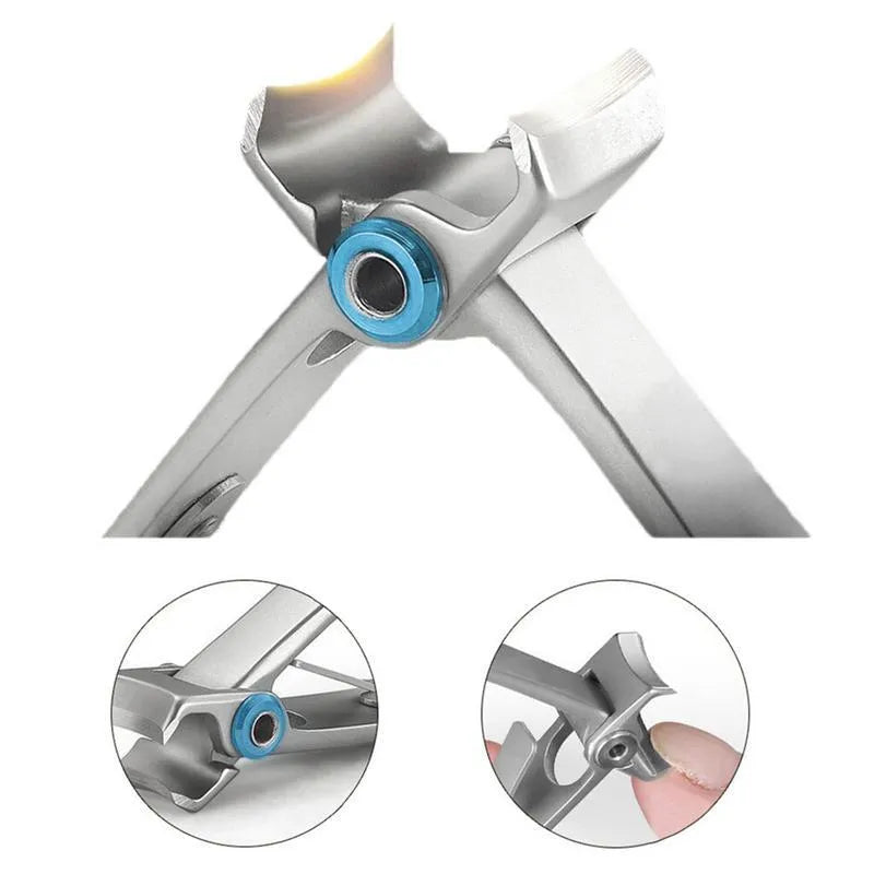 Stainless Steel Toenail Clippers for Thick Nails with Wide 15mm Jaw Opening and Ergonomic Handle, Silver or Black, for Fungal and Ingrown Toenails, Travel-Friendly Design for Home Use