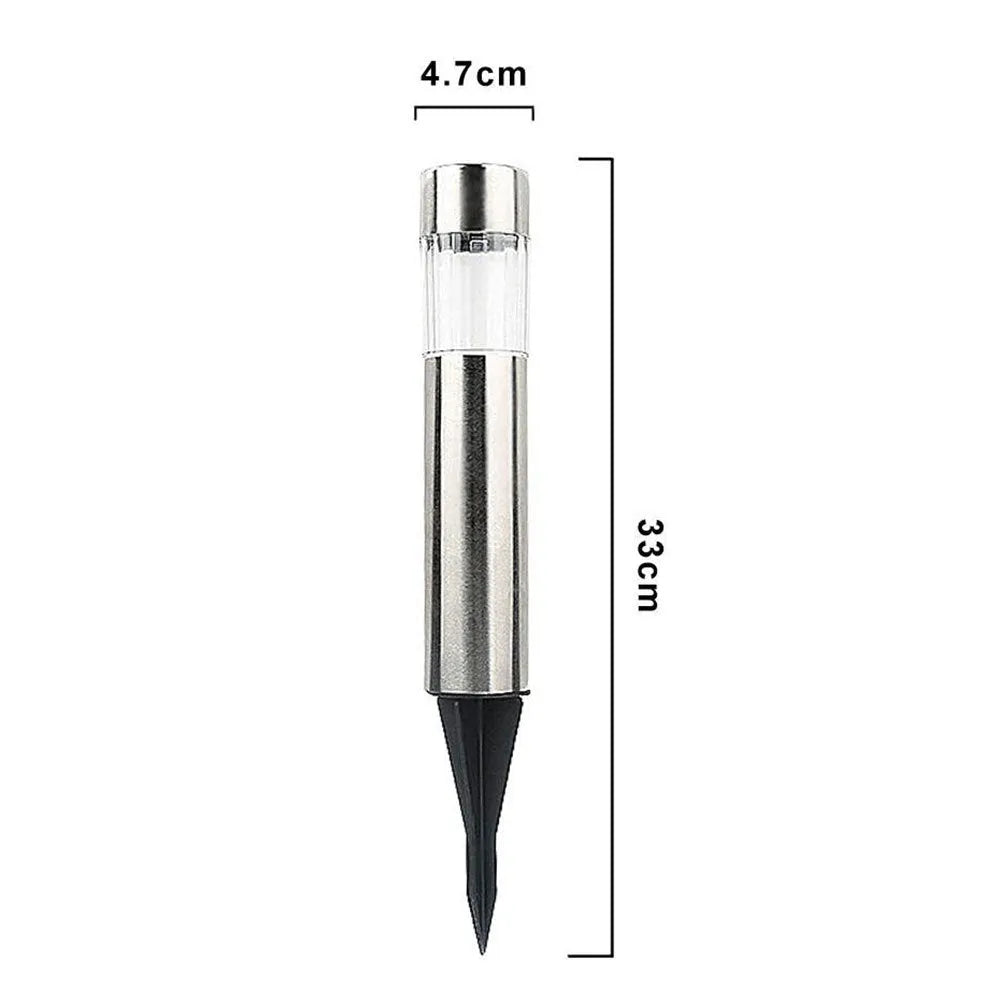 Solar cylindrical lawn light, 5.5x5.5x23cm, with 2.5x2.5cm solar panel, white LED and AAA 300mAh battery