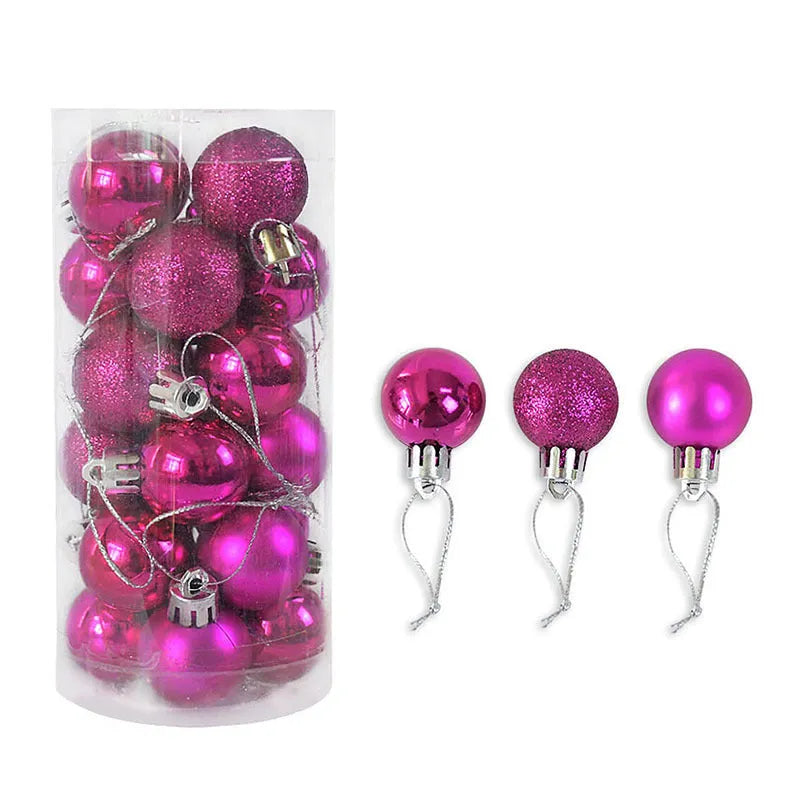 3cm diameter electroplated Christmas balls in assorted colours with shiny matte finish