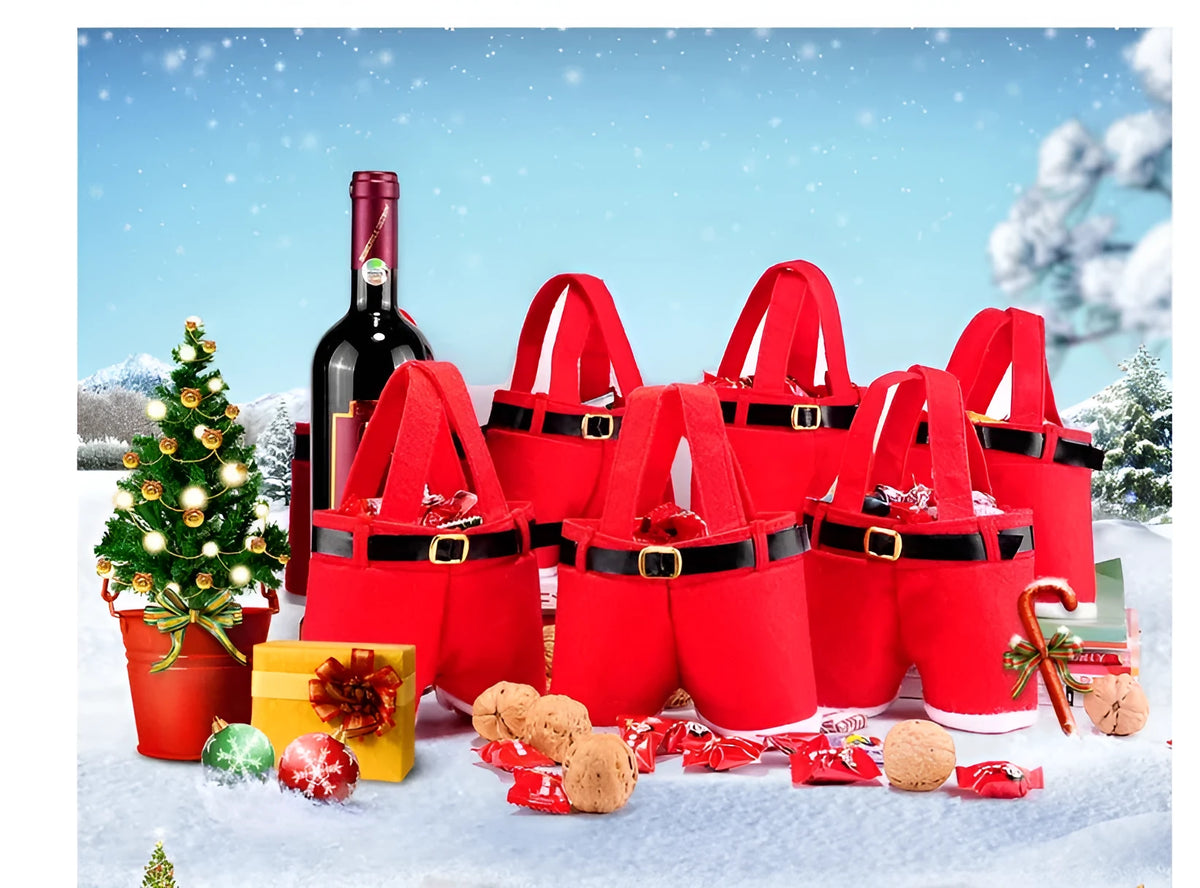 Red velvet Christmas candy bag, 21 x 14.5cm drawstring pouch for wedding favours and holiday treats