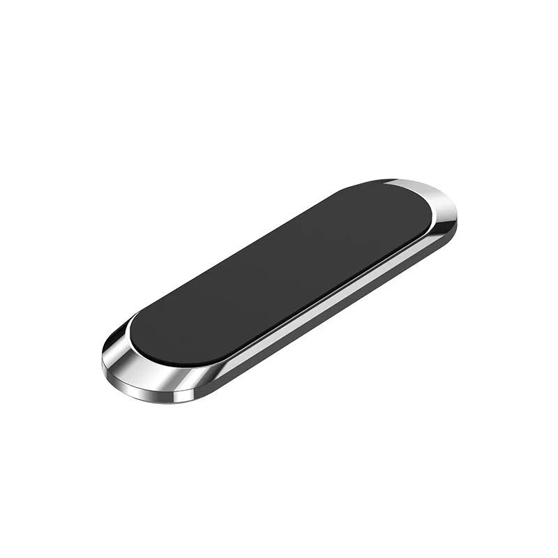 Grey magnetic car phone holder F6 strip plate with steel spring frame on car dashboard
