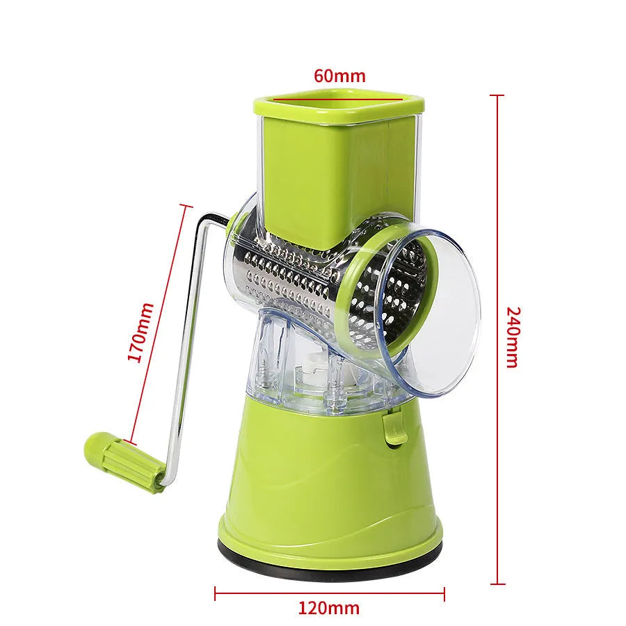 Manual drum cutter with stainless steel blade and hand crank in blue colour