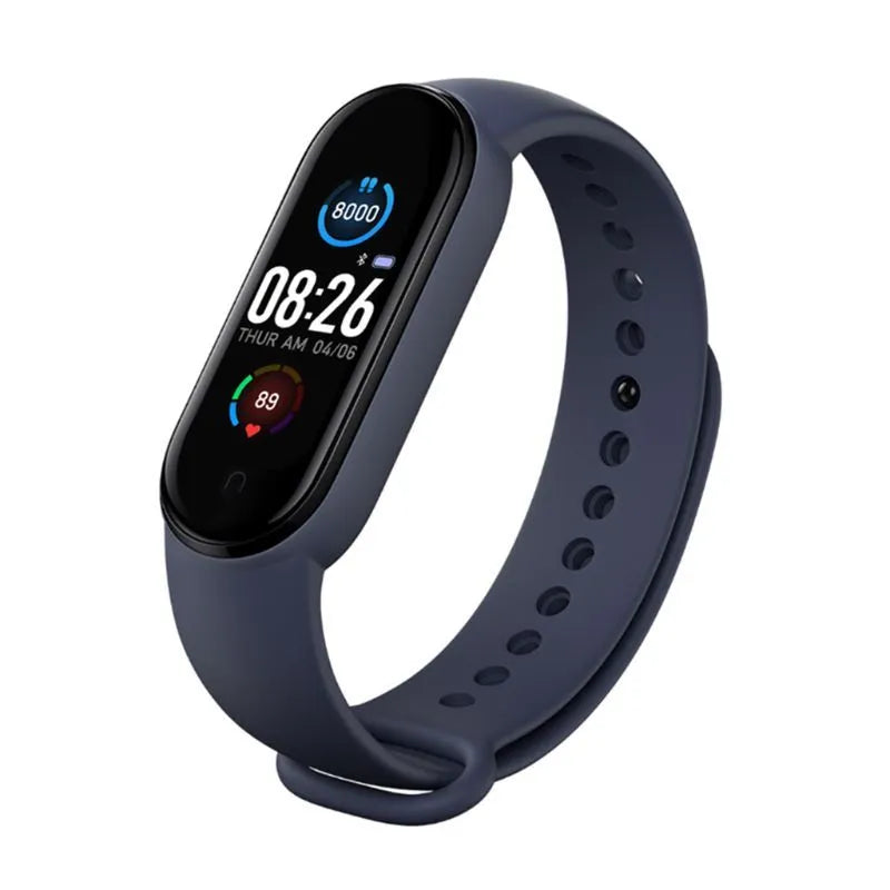 Smart magnetic waterproof fitness tracker with 0.96 inch colour touch screen in black with silicone wristband