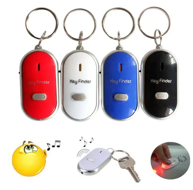 Whistle activated key finder device in black colour, compact ABS plastic lost-proof tool