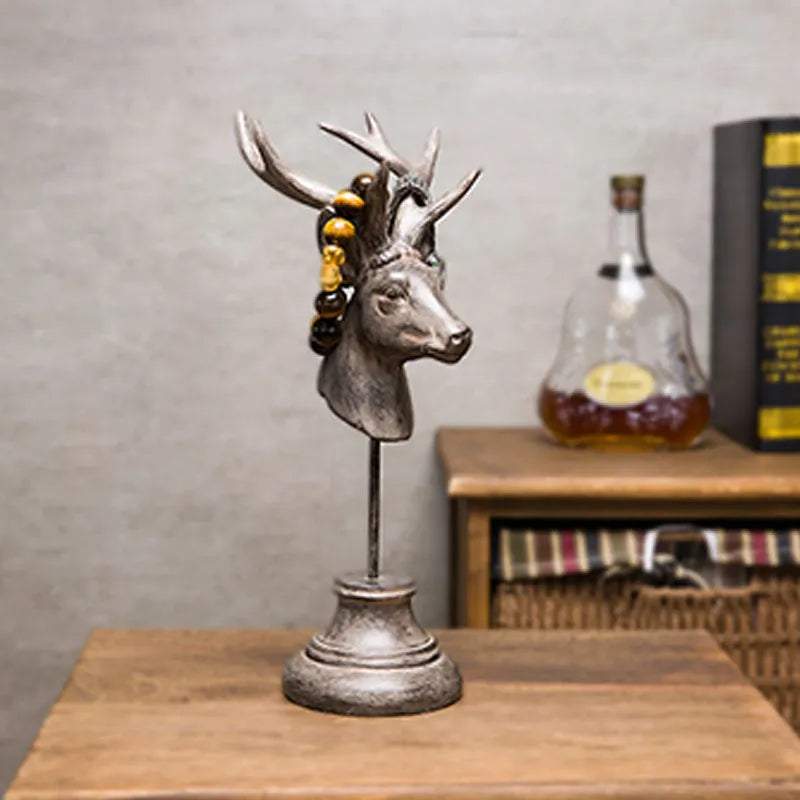 A black, white, or wood-coloured animal model sculpture made from natural resin for home decoration.