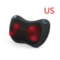 Black car massage pillow with kneading heating function for neck back and legs