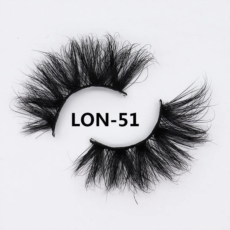 25MM3D mink false eyelashes in 25mm length on a white background showing soft 3D volume
