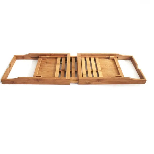 Bamboo bathtub frame for bathroom storage with desktop installation