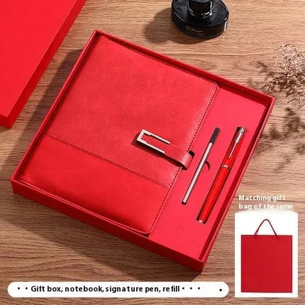 A5 soft PU leather notebook in brown, black, green, blue, or red, showing wood-free paper inside.