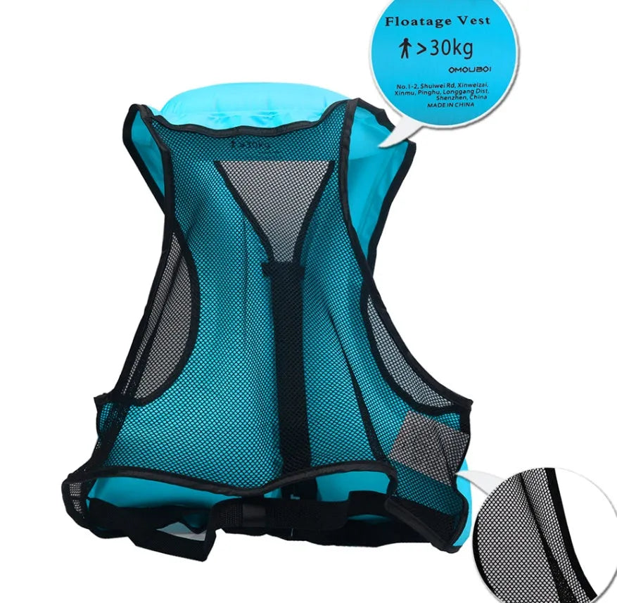Swimming life vest life jacket polyester adjustable strap mesh back Black Blue Orange for snorkeling and water sports