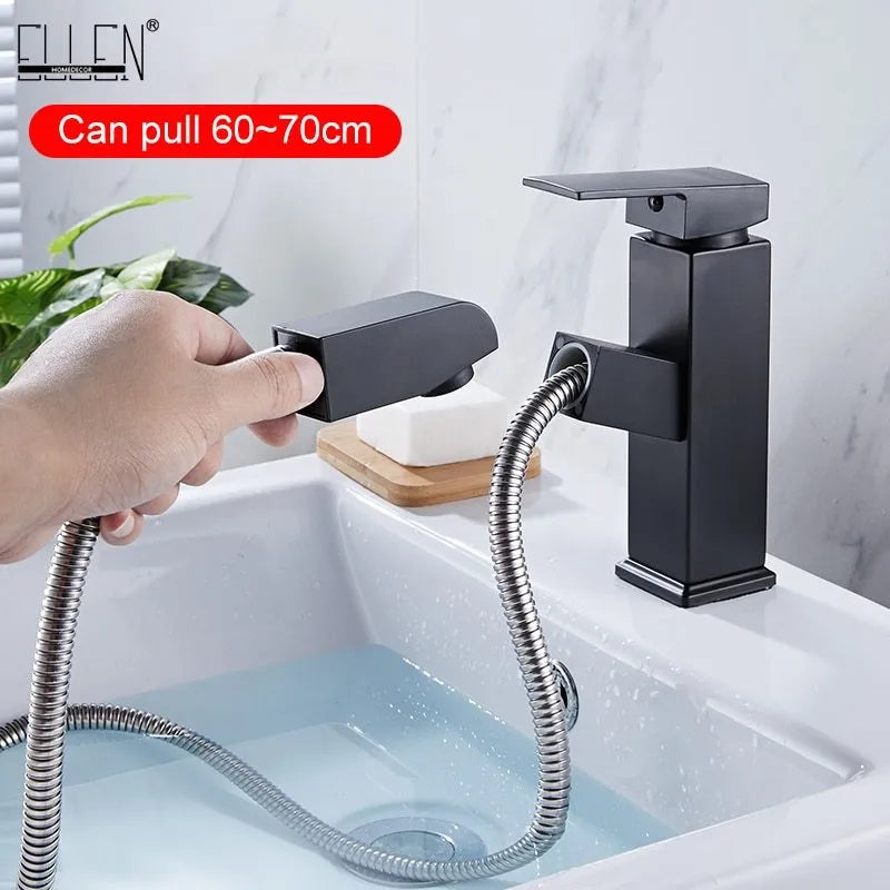 Brass square lever pull faucet with brushed gold electroplated finish