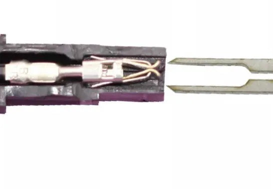 Set of steel needle retractors with colour-coded handles for automotive wire removal in mechanical repair