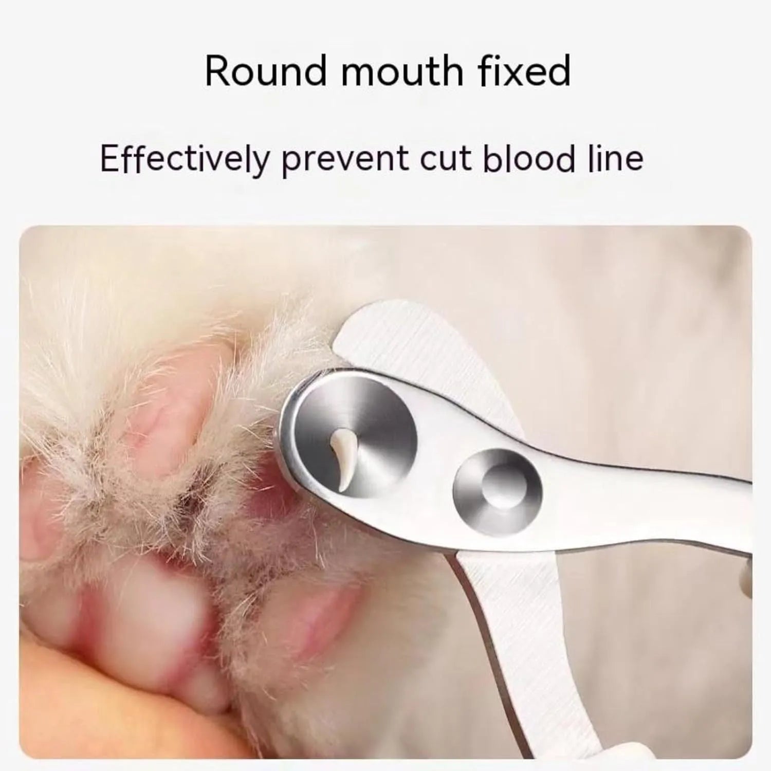 Blue cat nail clippers with circular hole design and ergonomic non-slip handle on a white background