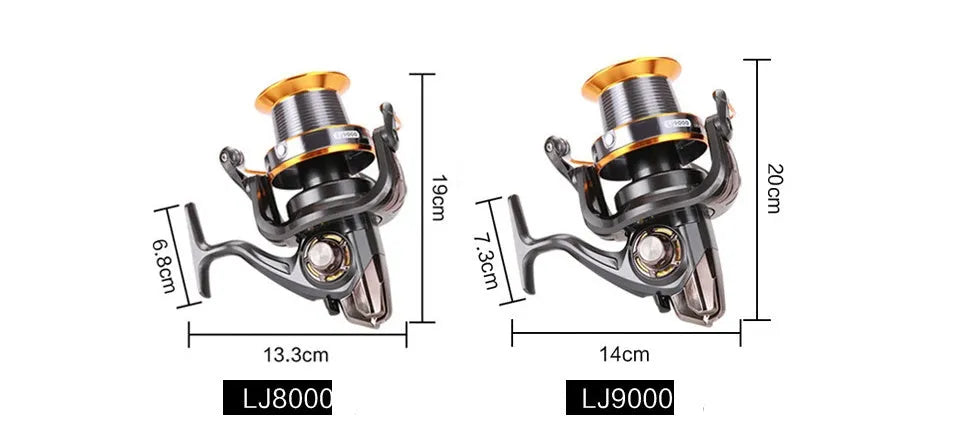 Orange 9000 series spinning reel with foldable handle and aluminium alloy body, 12+1 ball bearings
