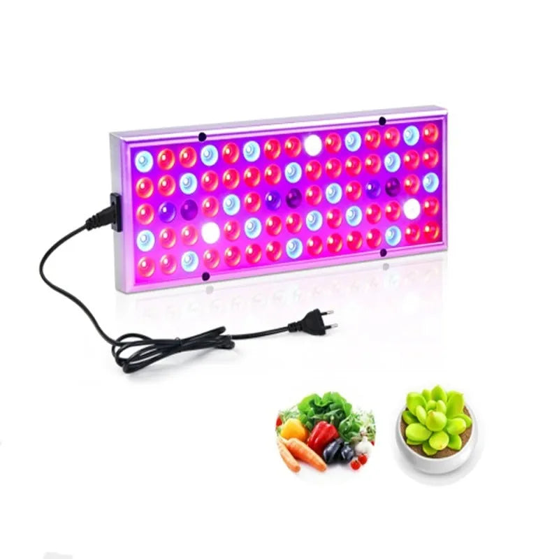 25W LED plant supplement light with 75 LEDs, 1000lm, ABS housing, 310x119x29.5mm, silver finish