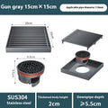 304 stainless steel courtyard floor drain with gun grey 15x15cm ABS plastic core