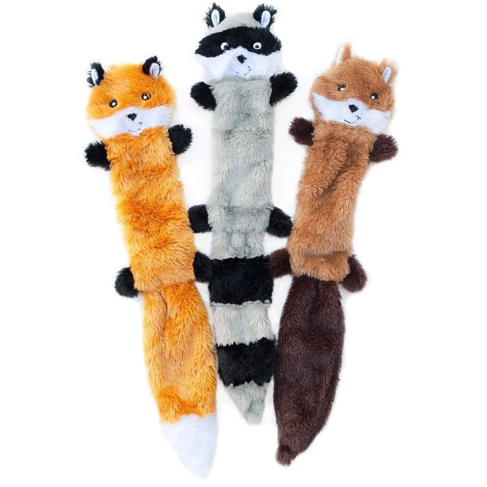 46 cm long plush dog toy with squeaker in brown carrot grey or yellow colours