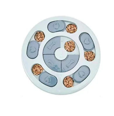 Dog eating interactive stuffy toy slow feed bowl in blue thickened PP non-slip bottom claw style