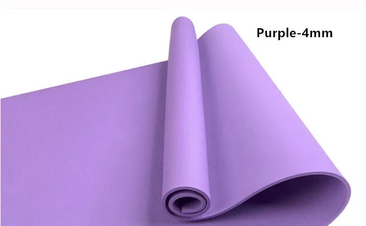 Super soft EVA yoga mat in red colour showing 4mm and 6mm thickness options for fitness exercises