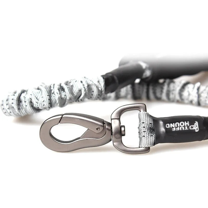 Grey nylon dog leash with chest strap, adjustable 75-150cm length, for small to large dogs