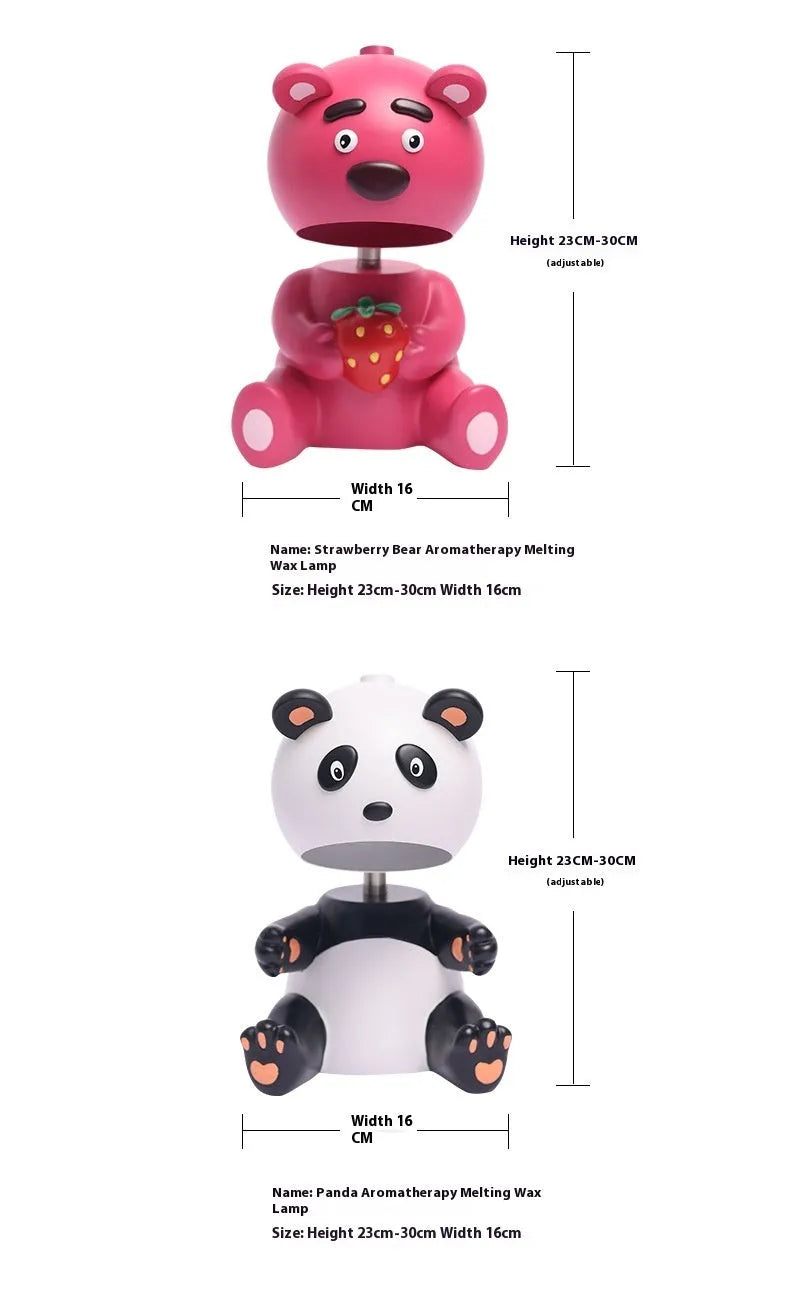 Panda-shaped aromatherapy wax melting table lamp with ambience light function, modern simplicity design, 220V