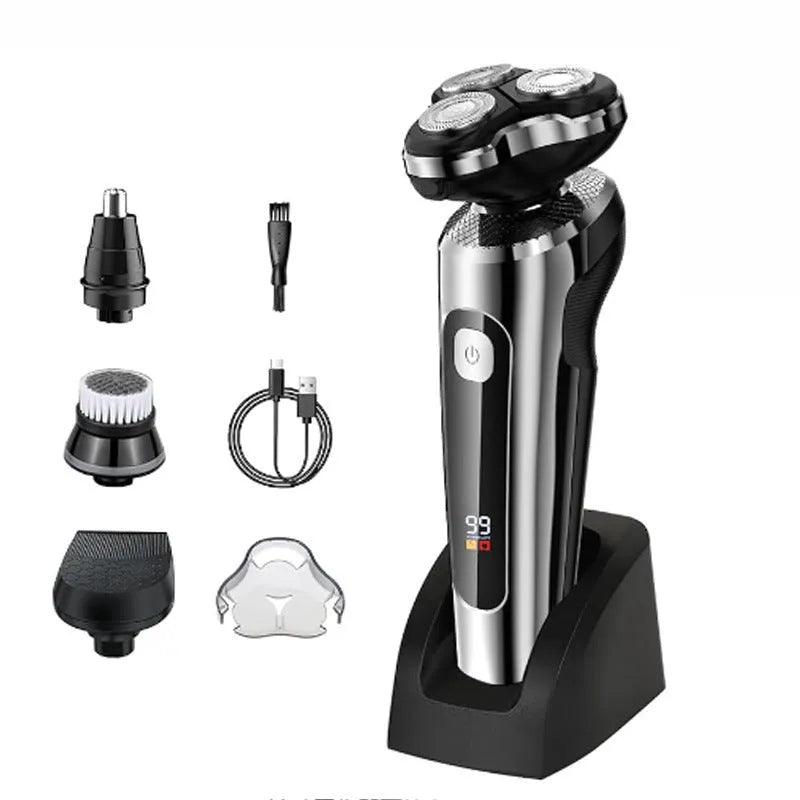 Digital display USB rechargeable beard trimmer with washable floating cutter head design
