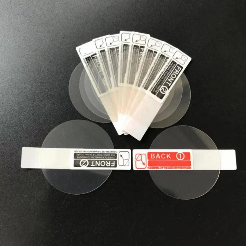 Three transparent PET screen protectors for Ticwatch2 smartwatch on packaging.