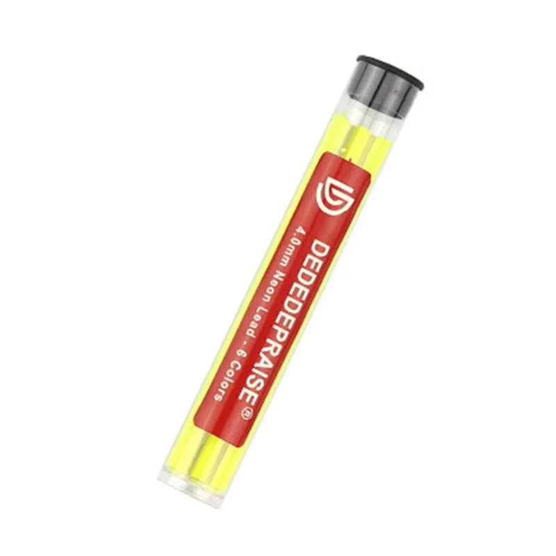 4.0mm mechanical drawing pencil with colour leads in yellow, orange, blue, green, and rose red shades