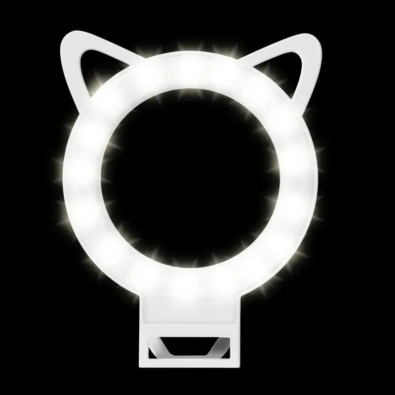 USB LED ring light selfie lamp for iPhone and Samsung smartphones, white colour, ABS construction