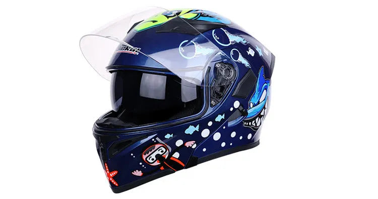 Motorcycle racing helmet with plastic shell, adjustable 55-63cm fit, 38x27cm, in black, blue, green, red, or yellow