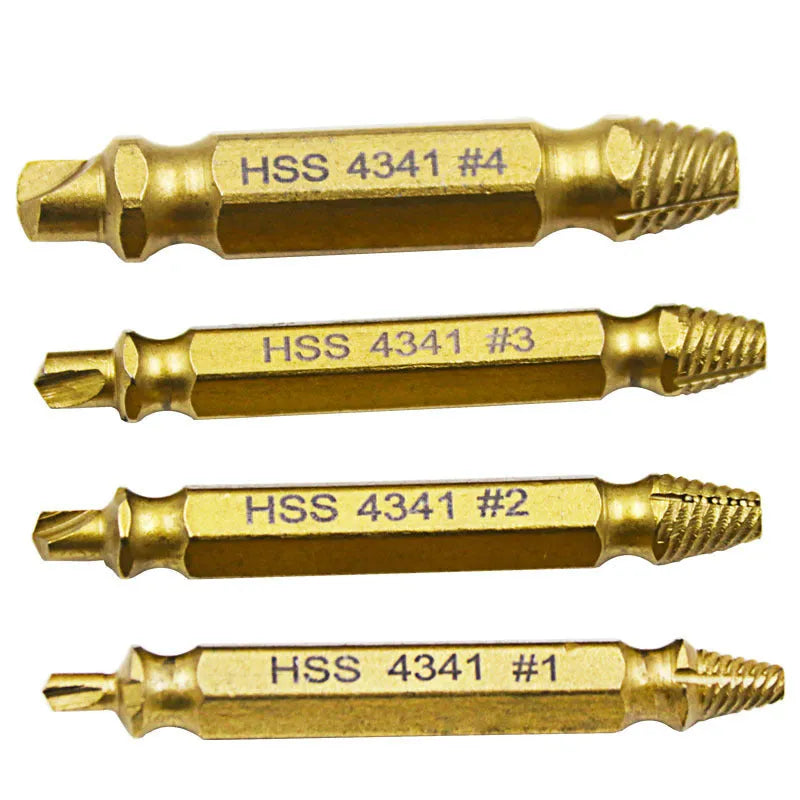 4341 high-speed steel screw extractor set of 5 pieces for removing damaged fasteners