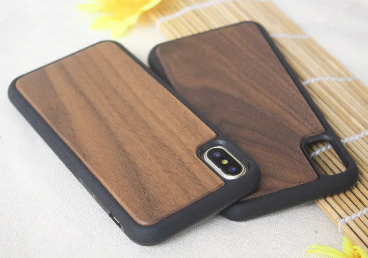 Wooden TPU phone case for iPhone with carbonised bamboo finish in multiple colour options.