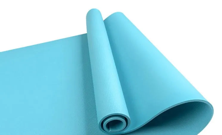 Super soft EVA yoga mat in red colour showing 4mm and 6mm thickness options for fitness exercises