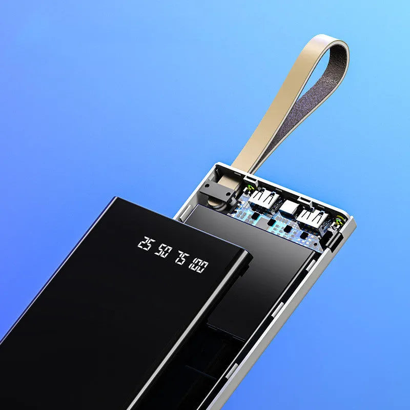 Full screen mobile power supply 10000mAh in black, white or red, 155 x 81 x 15mm, with multi U port output
