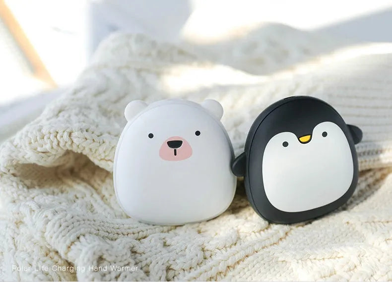 Cartoon penguin polar bear design USB rechargeable electric hand warmer with power bank feature
