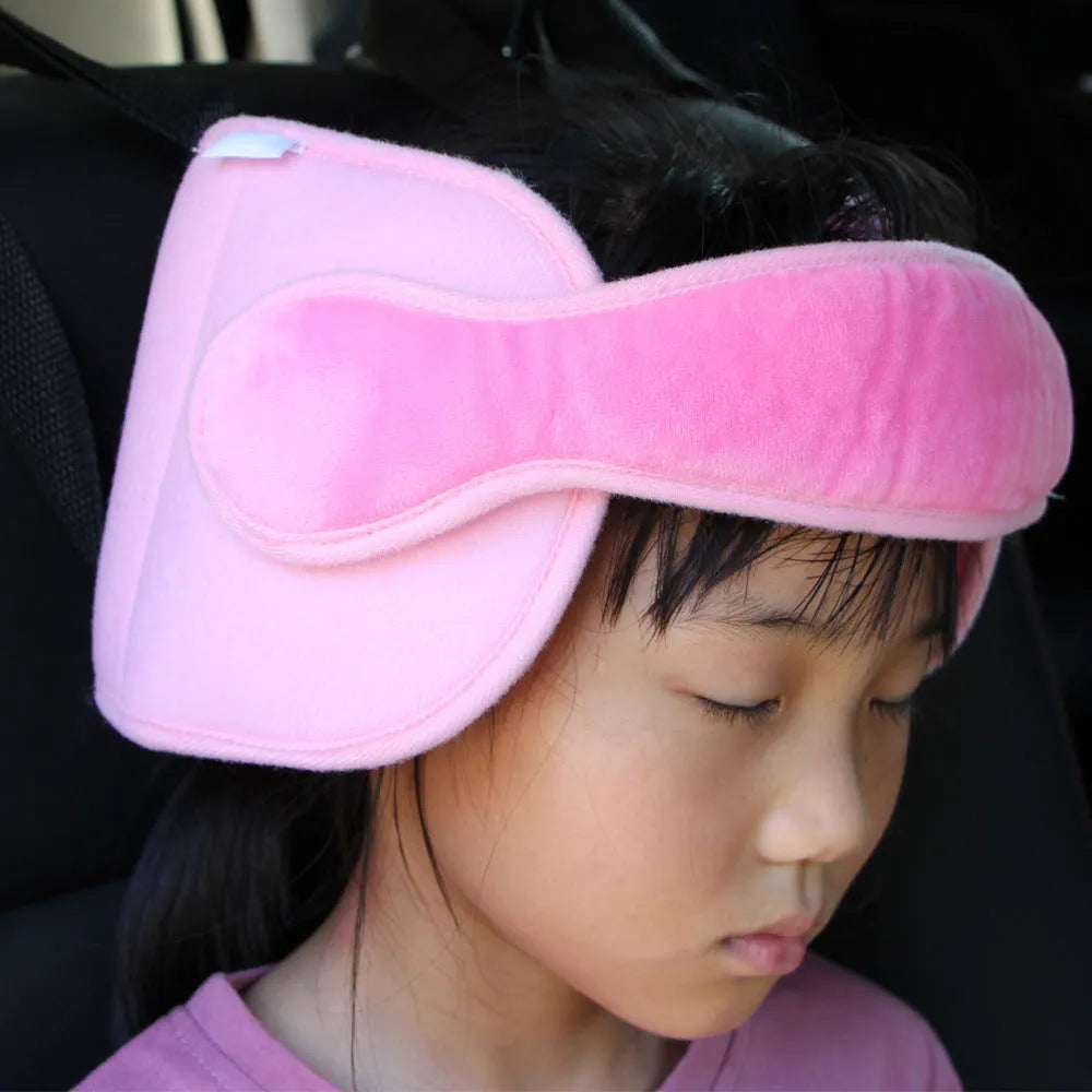 Child car seat head support sleep auxiliary belt in polyester with hook and loop neck fastening and 55 x 44 cm rear waistband