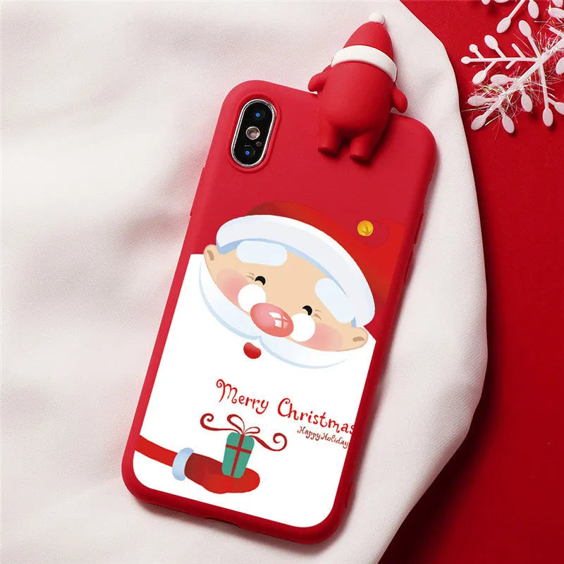 Rainbow Christmas TPU phone case in red or green, cartoon Christmas back cover for iPhone 11 12 6 7 8 X XR XS Max